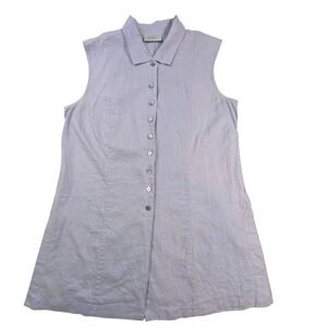 Linen Button Front Shirt Dress – Women's 10‎ Lavender Sleeveless